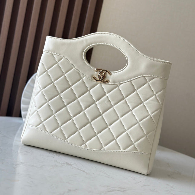 CHANEL 26S MINI SHOPPING BAG 32 IN WHITE LAMBSKIN