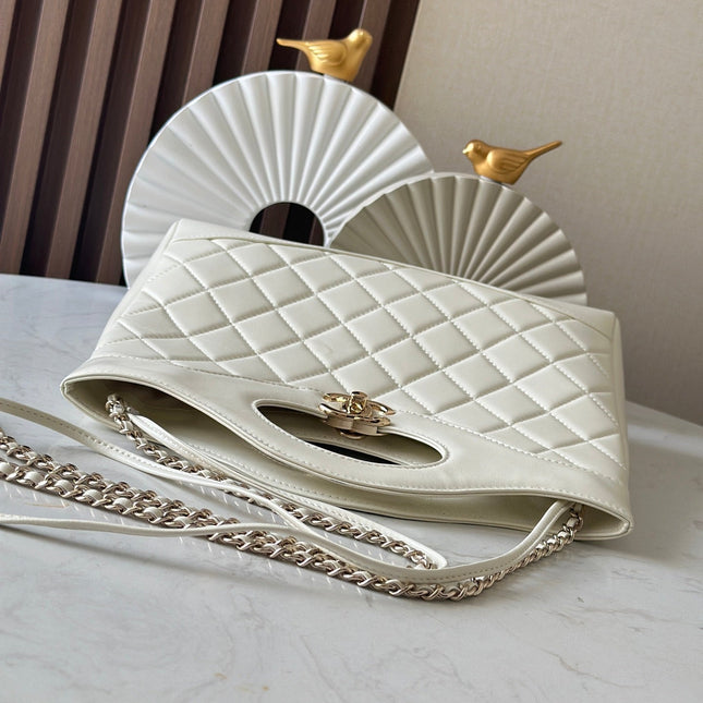 CHANEL 26S MINI SHOPPING BAG 32 IN WHITE LAMBSKIN