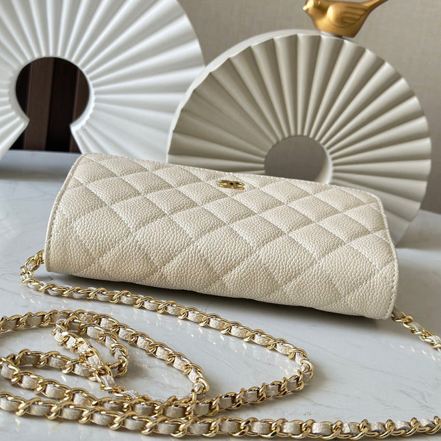 CHANEL 25S WALLET ON CHAIN 19 IN CREAM WHITE CAVIAR