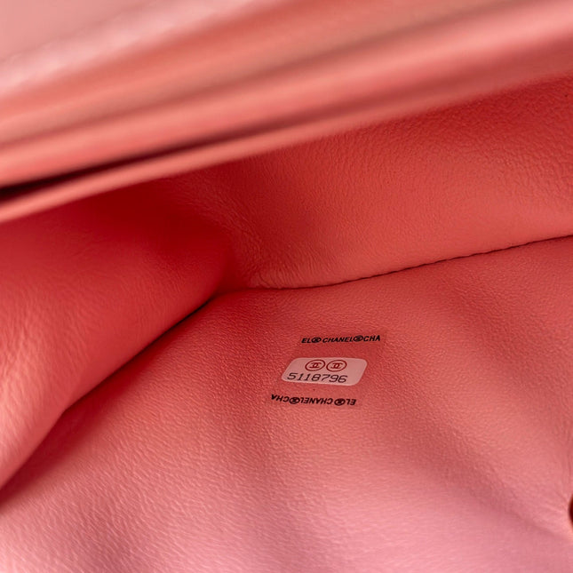 CHANEL 25S MINI FLAP BAG 18 IN PINK LAMBSKIN WITH GOLD HARDWARE