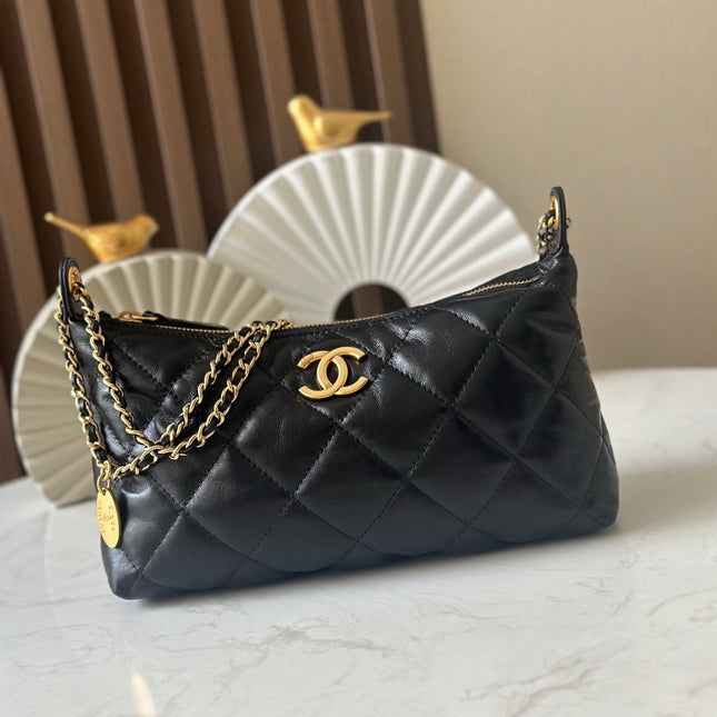 CHANEL 26S HOBO BAG 26 IN BLACK LAMBSKIN