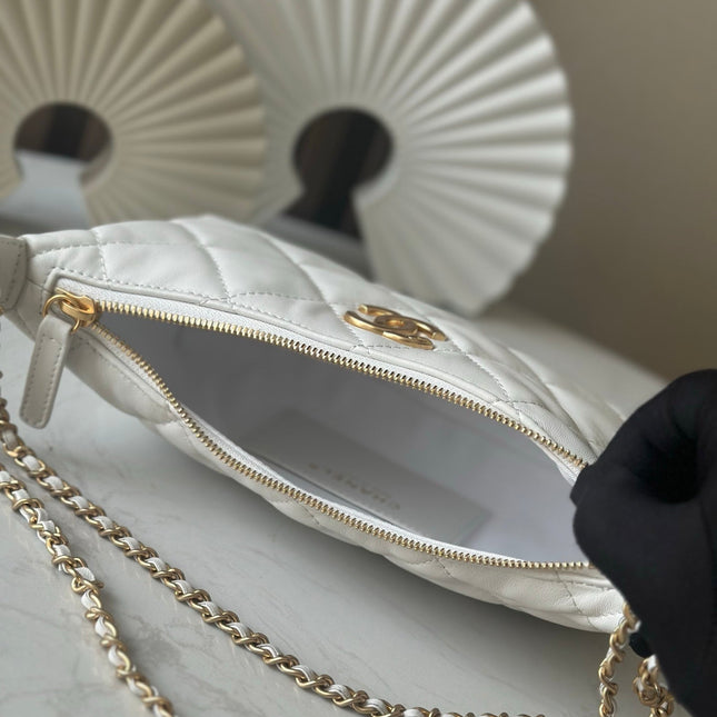 CHANEL 26S HOBO BAG 26 IN WHITE LAMBSKIN
