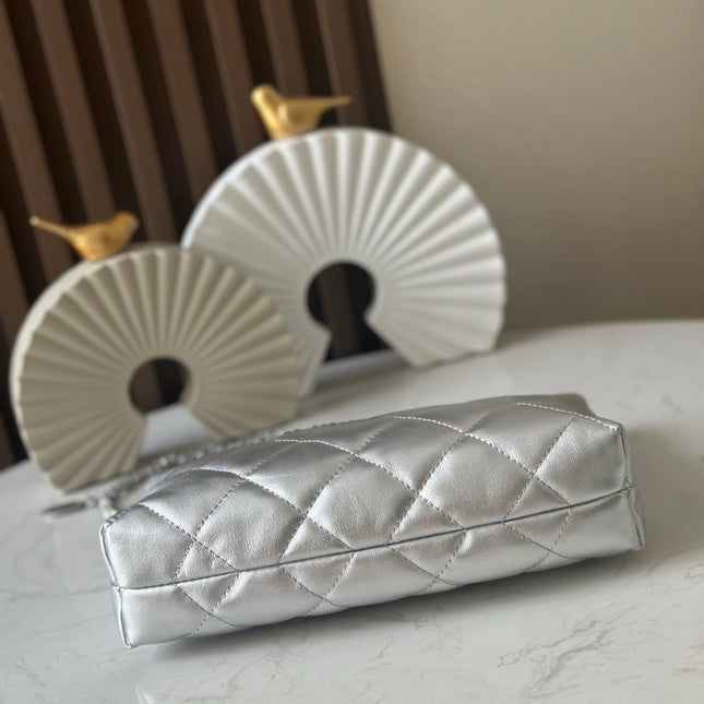 CHANEL 26S HOBO BAG 26 IN SILVER LAMBSKIN