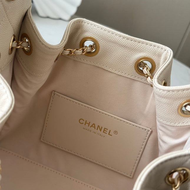 CHANEL 25S HOBO BAG 22 IN CREAM WHITE CALFSKIN GOLD HARDWARE