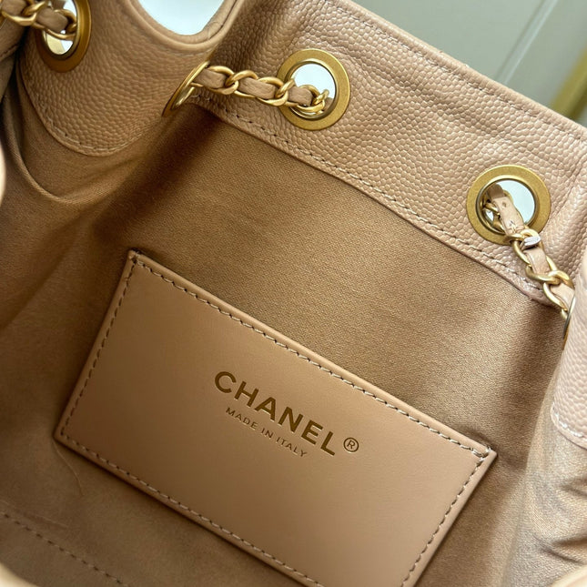 CHANEL 25S HOBO BAG 22 IN DARK BEIGE CALFSKIN GOLD HARDWARE