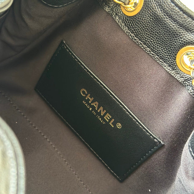 CHANEL 25S HOBO BAG 22 IN BLACK CAVIAR CALFSKIN GOLD HARDWARE