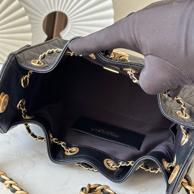 CHANEL 25S HOBO BAG 22 IN BLACK CAVIAR CALFSKIN GOLD HARDWARE