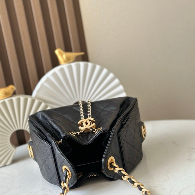 CHANEL 25S HOBO BAG 22 IN BLACK CAVIAR CALFSKIN GOLD HARDWARE