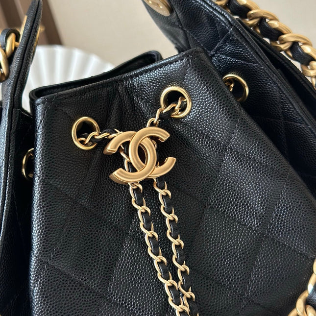 CHANEL 25S HOBO BAG 22 IN BLACK CAVIAR CALFSKIN GOLD HARDWARE