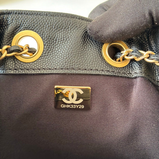 CHANEL 25S HOBO BAG 22 IN BLACK CAVIAR CALFSKIN GOLD HARDWARE