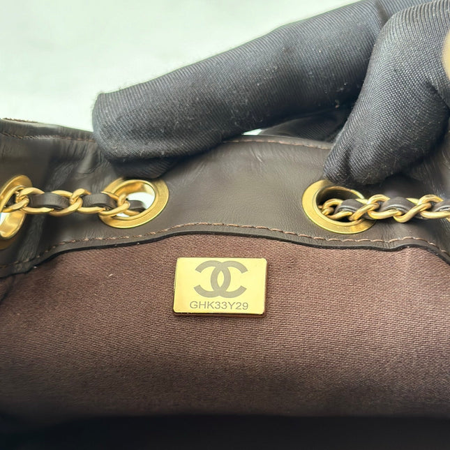 CHANEL 25S HOBO BAG 22 IN DARK BROWN SUEDE GOLD HARDWARE