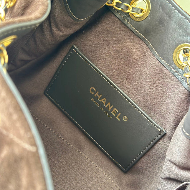 CHANEL 25S HOBO BAG 22 IN DARK BROWN SUEDE GOLD HARDWARE