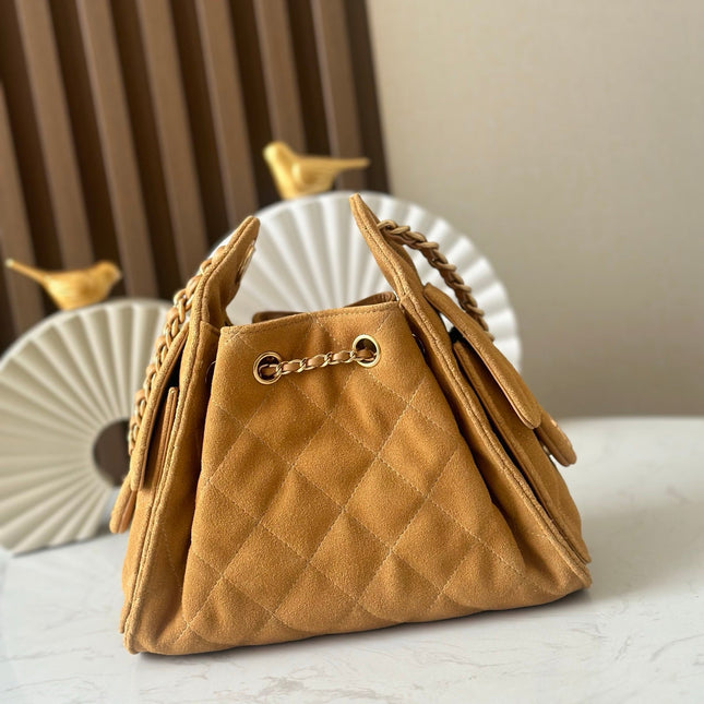 CHANEL 25S HOBO BAG 22 IN BROWN SUEDE GOLD HARDWARE