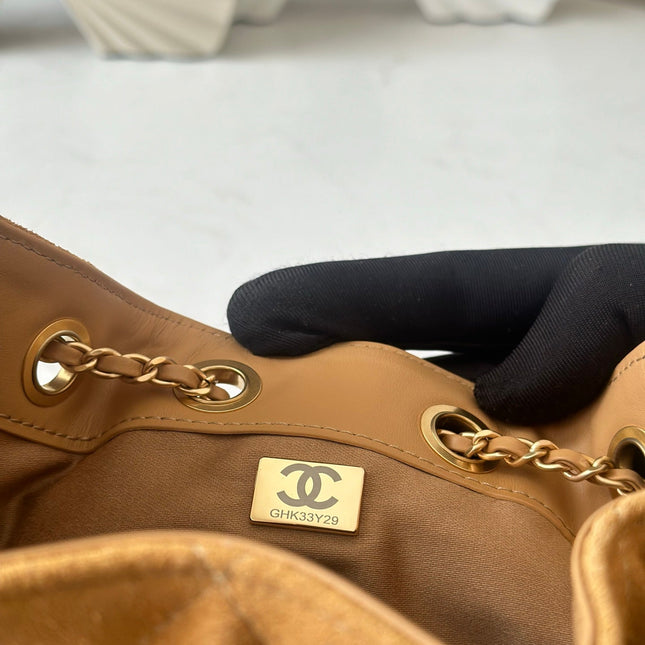 CHANEL 25S HOBO BAG 22 IN BROWN SUEDE GOLD HARDWARE