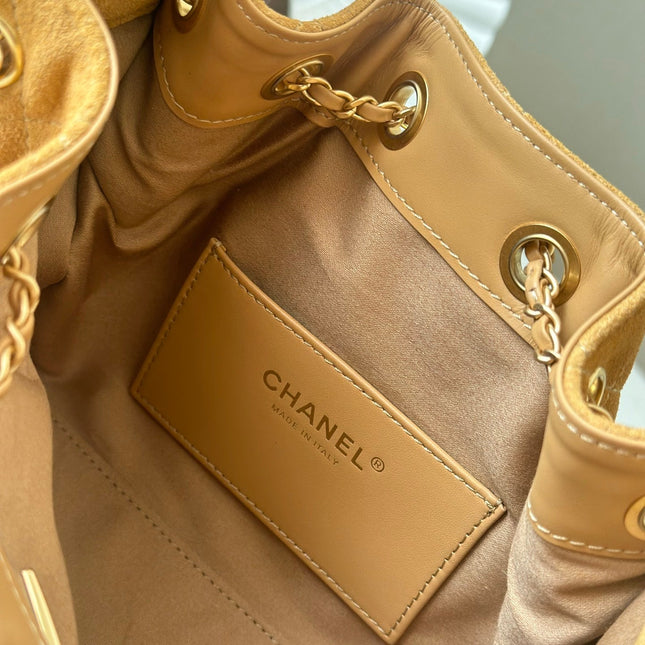 CHANEL 25S HOBO BAG 22 IN BROWN SUEDE GOLD HARDWARE