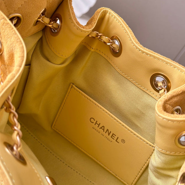 CHANEL 25S HOBO BAG 22 IN YELLOW SUEDE GOLD HARDWARE