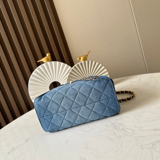CHANEL 25S HOBO BAG 22 IN BLUE DENIM GOLD HARDWARE