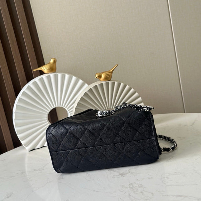 CHANEL 25S HOBO BAG 22 IN BLACK CAVIAR CALFSKIN SILVER HARDWARE
