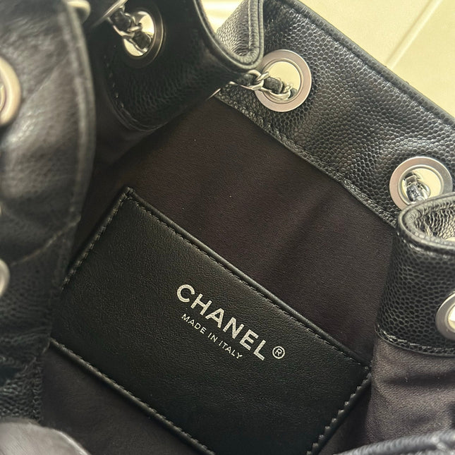 CHANEL 25S HOBO BAG 22 IN BLACK CAVIAR CALFSKIN SILVER HARDWARE