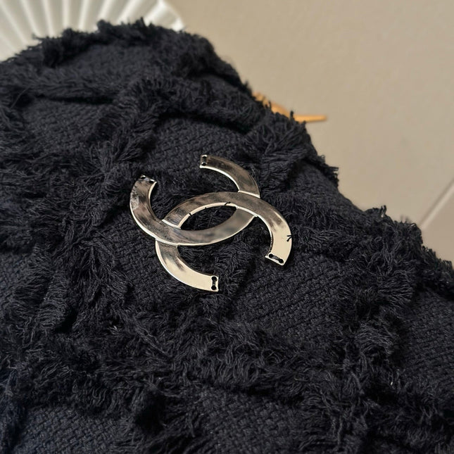CHANEL 26S FLAP BAG 38 IN BLACK TWEED