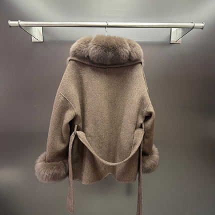 MAXMARA 26S FUR-TRIMMED WOOL JACKET 248