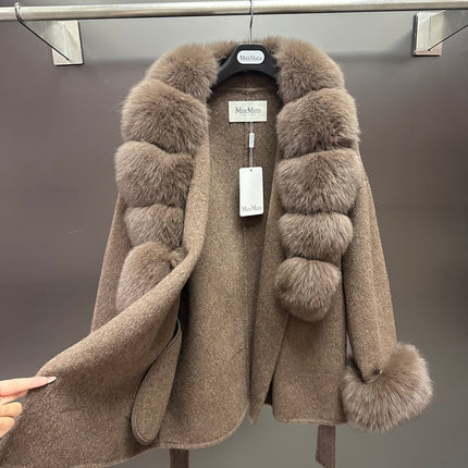 MAXMARA 26S FUR-TRIMMED WOOL JACKET 248