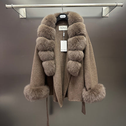 MAXMARA 26S FUR-TRIMMED WOOL JACKET 248