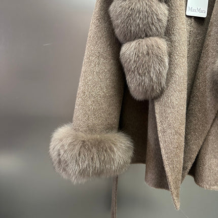 MAXMARA 26S FUR-TRIMMED WOOL JACKET 248
