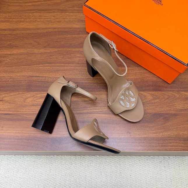 HM 26S MARQUISE SANDAL 85MM IN LIGHT BROWN CALFSKIN