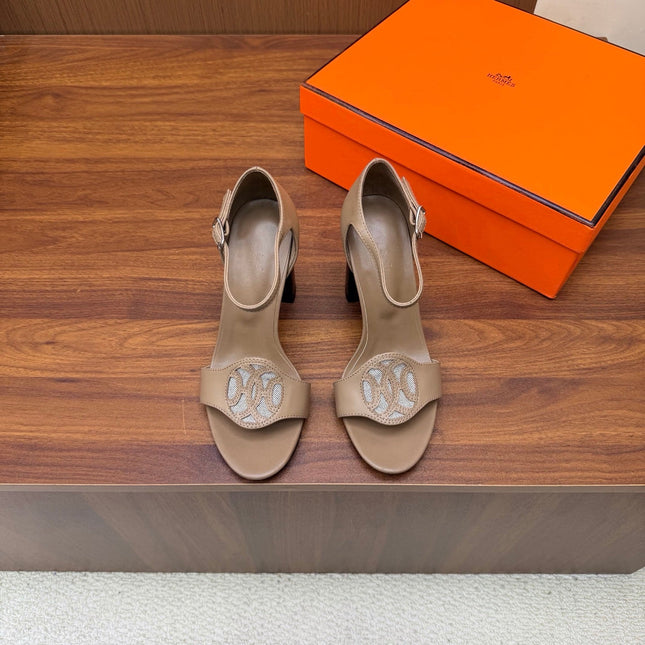 HM 26S MARQUISE SANDAL 85MM IN LIGHT BROWN CALFSKIN
