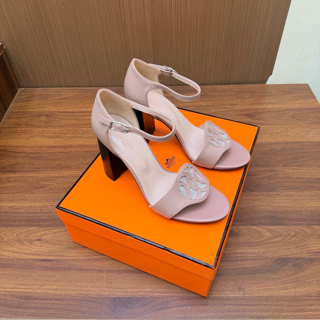 HM 26S MARQUISE SANDAL 85MM IN NUDE PINK CALFSKIN