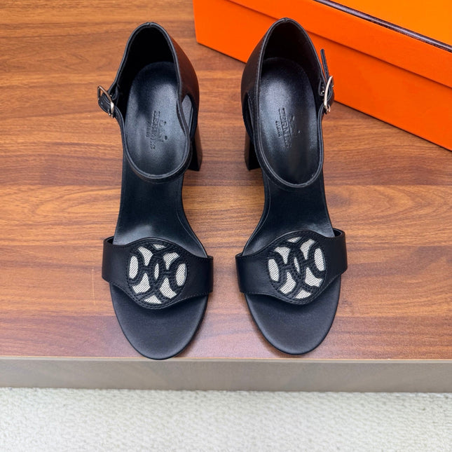 HM 26S MARQUISE SANDAL 85MM IN BLACK CALFSKIN