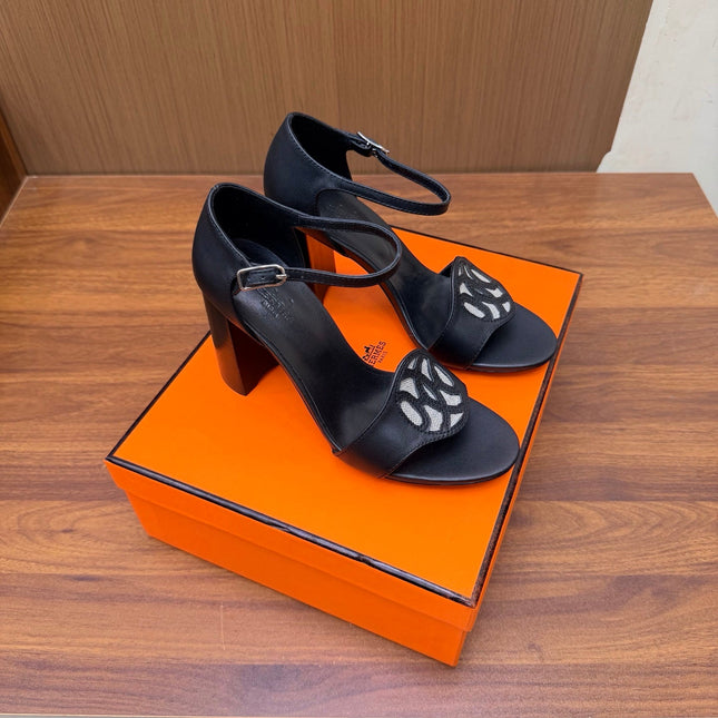 HM 26S MARQUISE SANDAL 85MM IN BLACK CALFSKIN