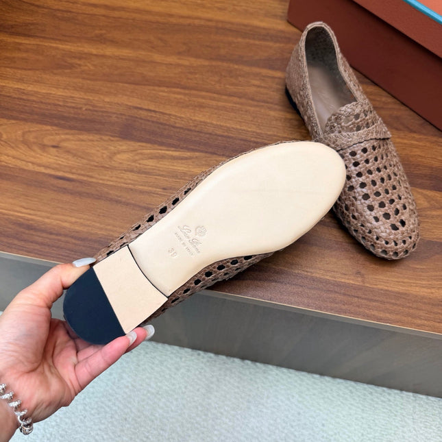 LP 26S PENNY LOAFERS IN BROWN CALFSKIN WITH BASKETWEAVE DESIGN