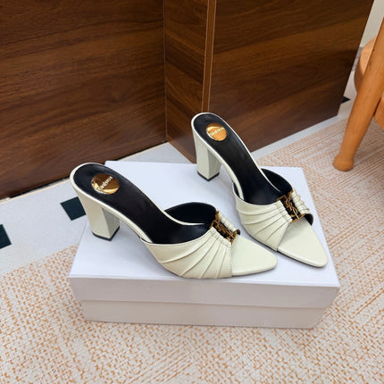 YSL 26S HIGH-HEEL SANDALS 75 MM IN CREAM WHITE CALFSKIN