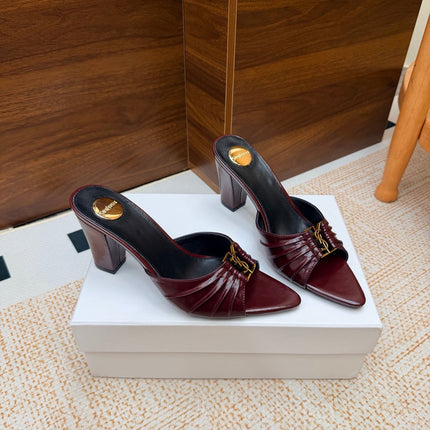 YSL 26S HIGH-HEEL SANDALS 75 MM IN DARK RED CALFSKIN
