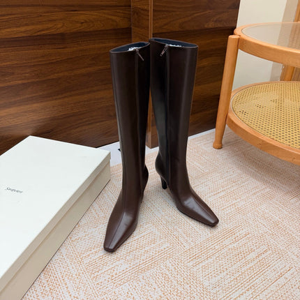 YSL 26S KNEE-HIGH BOOTS 70 MM IN DARK BROWN CALFSKIN