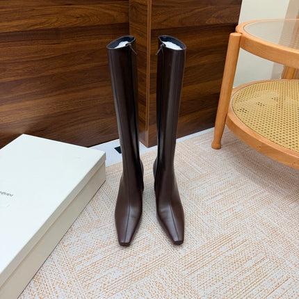 YSL 26S KNEE-HIGH BOOTS 70 MM IN DARK BROWN CALFSKIN