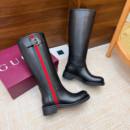 GUCCI 26S KNEE HIGH BOOTS IN BLACK SMOOTH CALFSKIN