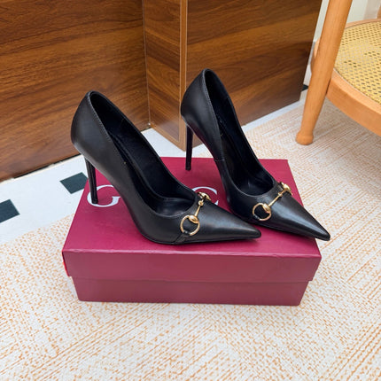 GUCCI 26S HORSEBIT PUMPS 105 MM IN BLACK SMOOTH CALFSKIN