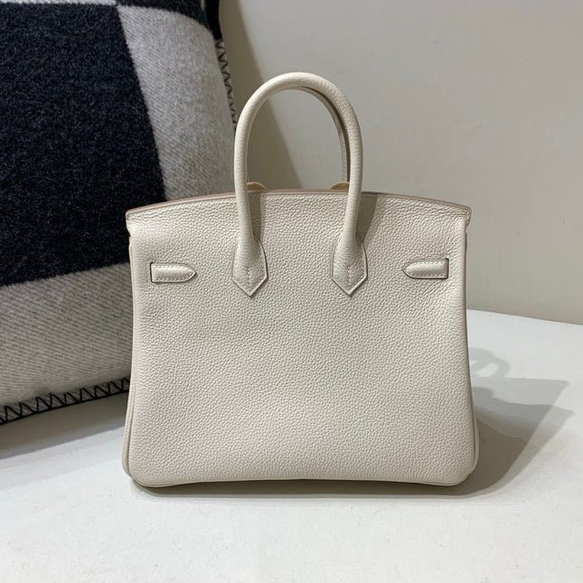 HM 25S BIRKIN BAG 25 CM IN BEIGE WHITE LAMBSKIN WITH ROSE GOLD HARDWARE