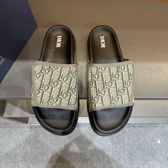 CD VELCRO STRAP SLIPPER MOSS JACQUARD