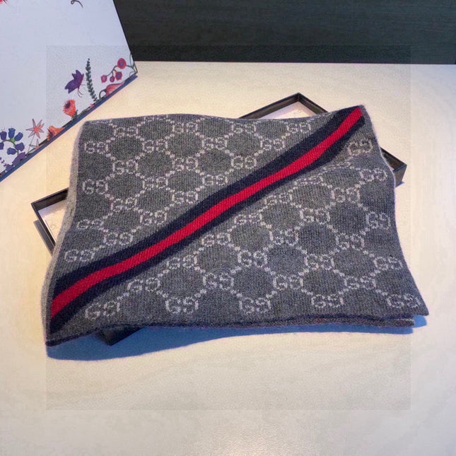 CLASSIC SCARF 180 CM IN DARK GRAY MONOGRAM CASHMERE 401994