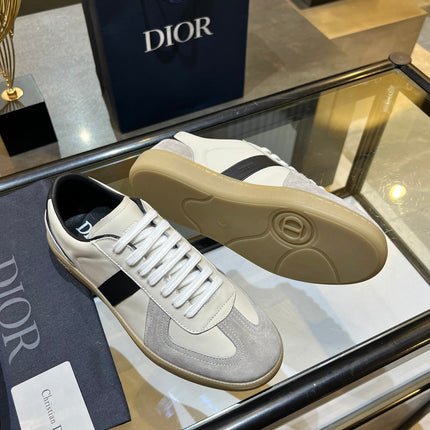 DIOR 26S B01 MATCHPOINT SNEAKER IN WHITE AND BLACK CALFSKIN WITH GRAY SUEDE
