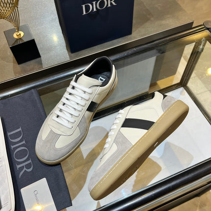 DIOR 26S B01 MATCHPOINT SNEAKER IN WHITE AND BLACK CALFSKIN WITH GRAY SUEDE
