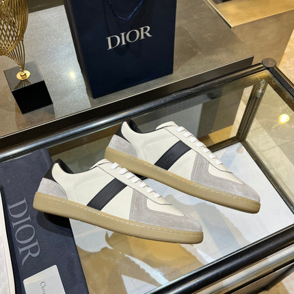 DIOR 26S B01 MATCHPOINT SNEAKER IN WHITE AND BLACK CALFSKIN WITH GRAY SUEDE