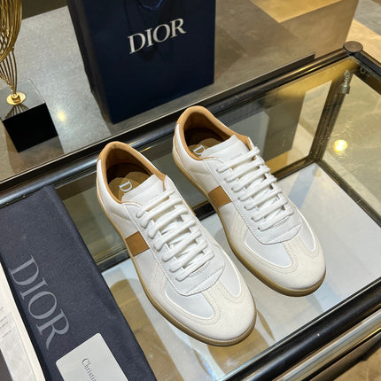 DIOR 26S B01 MATCHPOINT SNEAKER IN COGNAC BROWN AND WHITE CALFSKIN WITH WHITE SUEDE