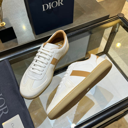 DIOR 26S B01 MATCHPOINT SNEAKER IN COGNAC BROWN AND WHITE CALFSKIN WITH WHITE SUEDE