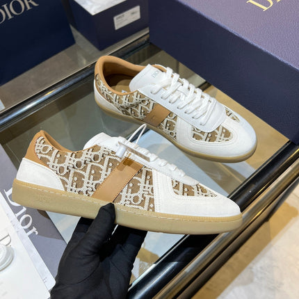 DIOR 26S B01 MATCHPOINT SNEAKER IN BEIGE & WHITE OBLIQUE JACQUARD CANVAS AND SUEDE