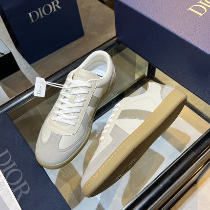 DIOR 26S B01 MATCHPOINT SNEAKER IN GRAY AND WHITE CALFSKIN WITH GRAY SUEDE